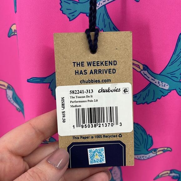 Chubbies Men's Performance Polo 2.0 - The Toucan Do it - Medium - NWT - Picture 3 of 5